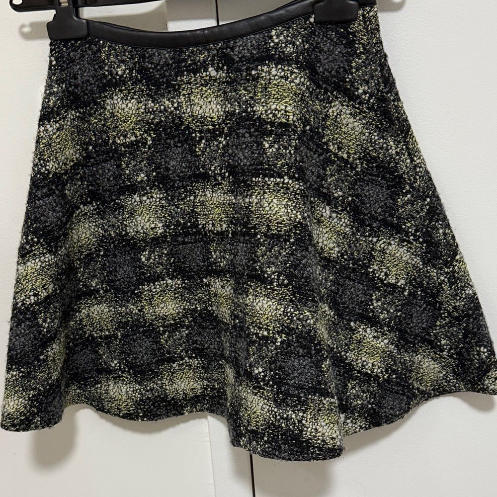 S47 by Sachin & Babi Boucle & Tweed Skater Shirt with Faux Leather Waistband.
